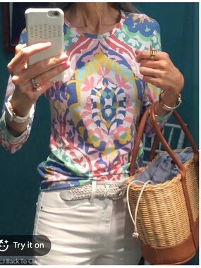 J. McLaughlin Multicolor Printed Long-Sleeve Tee